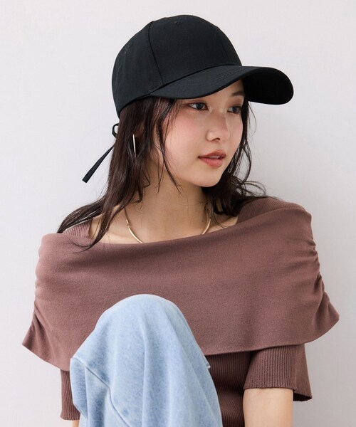 VIS(ビス)の「【定番人気】バックリボンツイルキャップ(キャップ・レディース・ブラック/キナリ/ベージュ系・F)」の4枚目の写真