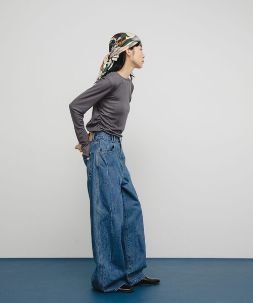 KBF（ケイビーエフ）の「シアーリブデザインカットソー（Tシャツ/カットソー・レディース・L.BEIGE/PINK/CHARCOAL・one）」の9枚目の写真