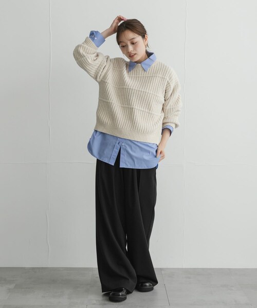 URBAN RESEARCH Sonny Label（アーバンリサーチサニーレーベル）の「モールヤーンクルーネックニットプルオーバー（ニット/セーター・レディース・オフ/ブラウン/グレージュ/ブルー・Free）」の10枚目の写真