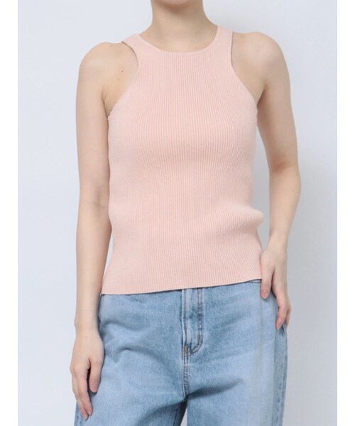 Ungrid（アングリッド）の「アメスリニットタンクトップ（タンクトップ・レディース・ピンク/オレンジ/ネイビー/シルバー・F）」の2枚目の写真