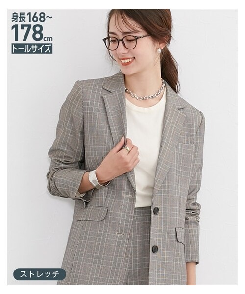nissen（ニッセン）の「高身長　ストレッチ素材テーラードジャケット（トールサイズ）（テーラードジャケット・レディース・ベージュ系チェック/ライトグレー系チェック・MTT/LTT/LLTT/3LTT/4LTT/5LTT）」の20枚目の写真