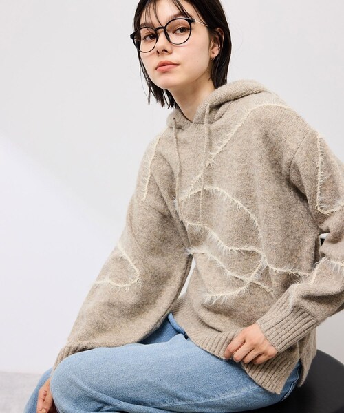 ROPE' PICNIC(ロペピクニック)の「コードリンキングニットフーディ(パーカー・レディース・チャコール/ベージュ・F)」の20枚目の写真