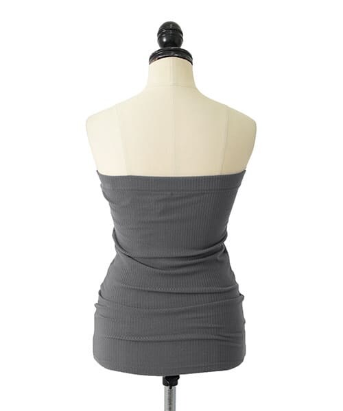 KBF（ケイビーエフ）の「リブベアトップ（チューブトップ・レディース・カーキグレー/オフホワイト/チャコール/ネイビー/ブラック/杢グレー・one）」の10枚目の写真