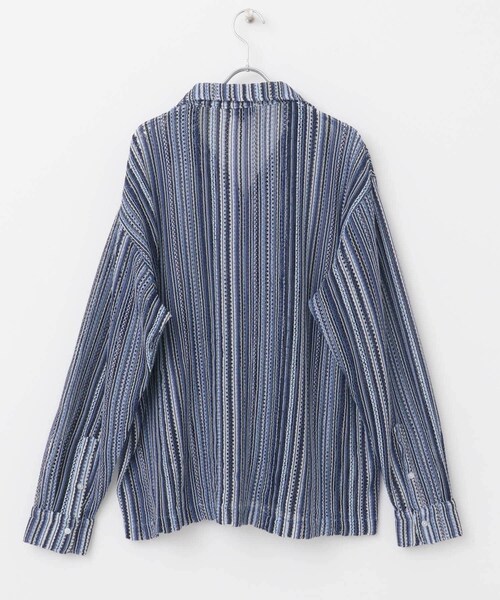 ITEMS URBANRESEARCH（アイテムズ アーバンリサーチ）の「マルチストライプレースオープンカラーシャツ（シャツ/ブラウス・メンズ・BLK/BLU/GRN/ORG・M/L）」の17枚目の写真