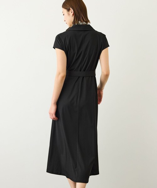 ROPE'(ロペ)の「ジャージラップフレンチスリーブワンピース/UVカット・接触冷感・吸水速乾・イージーケア(ワンピース・レディース・ブラック/キャメル・36/38)」の12枚目の写真