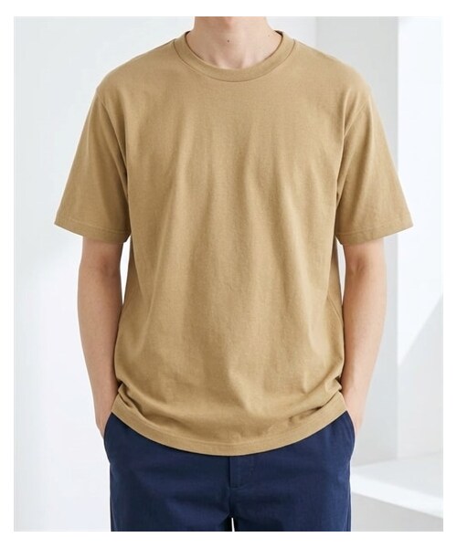 nissen（ニッセン）の「綿１００％無地クルーネック半袖Ｔシャツ（Tシャツ/カットソー・メンズ・ホワイト/デニム/チャコール/オートミール/ネイビー/ライトピンク/ライトパープル/シーブルー/ロイヤルブルー/フォレスト/アクア/ライトイエロー/オレンジ/レッド/バーガンディ/ブラック/ライトベージュ/サンドカーキ/キャメル/ダークブラウン/ダスティピンク/ダスティブルー/アーミーグリーン/セメント/サファリ/モスグレー/アシッドブルー・S/M/L/XL/XXL/XXXL/4XL/XXXXL/5XL）」の13枚目の写真