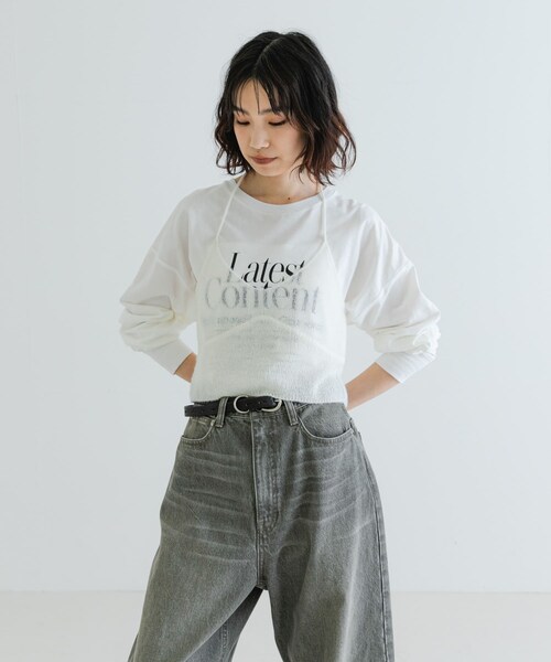 URBAN RESEARCH(アーバンリサーチ)の「ヘアリーニットビスチェ(キャミソール・レディース・CHARCOAL/OFF・FREE)」の9枚目の写真