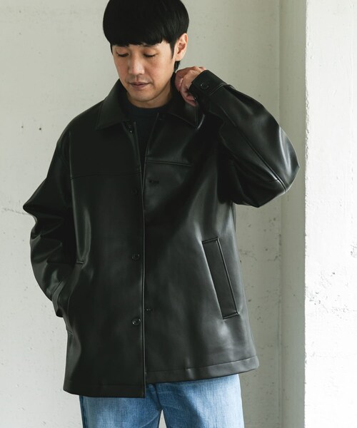 URBAN RESEARCH DOORS(アーバンリサーチドアーズ)の「FL カーコート(ライダースジャケット・メンズ・BLACK・M/L)」の6枚目の写真