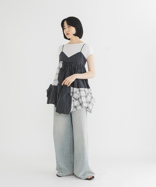 KBF（ケイビーエフ）の「タックドレープTEE（Tシャツ/カットソー・レディース・OFF/BLACK/MELON/CHALK・One）」の10枚目の写真