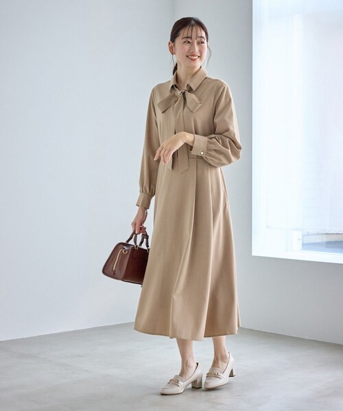 ROPE' PICNIC（ロペピクニック）の「リボンシャツワンピース（シャツワンピース・レディース・ベージュ/ネイビー・L/M/S）」の12枚目の写真