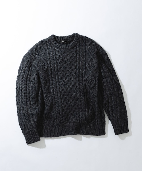 EKAL(エカル)の「アランニットプルオーバー(ニット/セーター・メンズ・チャコール/ブラウン/ネイビー・M/L)」の1枚目の写真