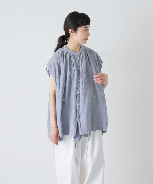 かぐれ（カグレ）の「Vlas Blomme　2WAYケープブラウス（シャツ/ブラウス・レディース・L BEIGE/BLUE GRAY・Free）」の6枚目の写真
