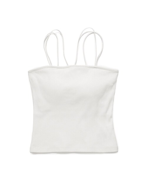 VIS（ビス）の「【選べる着丈】カップ付きWストラップキャミソール【洗える】（キャミソール・レディース・ブラック/オフホワイト・F/FS）」の21枚目の写真