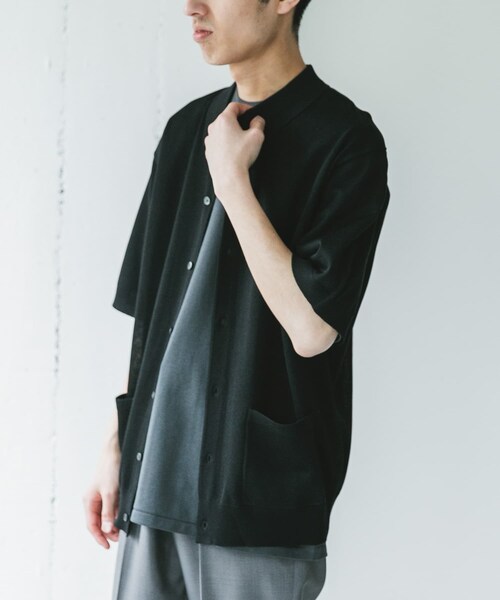 URBAN RESEARCH DOORS(アーバンリサーチドアーズ)の「リネンライクショートスリーブシャツカーディガン(カーディガン/ボレロ・メンズ・BLACK/GRAY/NAVY・M/L)」の8枚目の写真