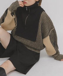 KBF | レイヤードハーフZIPニット(ニット/セーター)