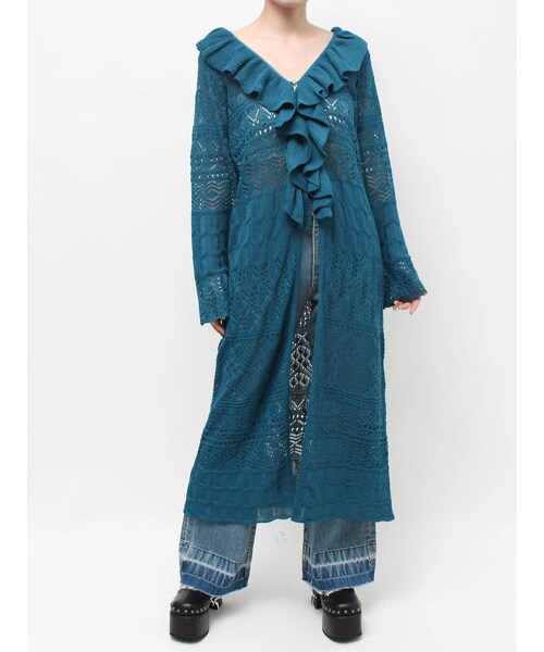 EVRIS（エヴリス）の「オープンニットロングカーディガン（カーディガン/ボレロ・レディース・アイボリー/ブラック/ブルー・F）」の5枚目の写真