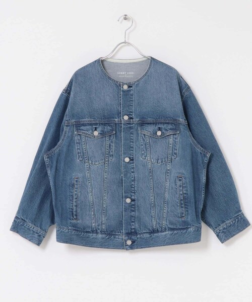URBAN RESEARCH Sonny Label（アーバンリサーチサニーレーベル）の「ノーカラーオーバーサイズGジャン（デニムジャケット・レディース・インディゴ/グレー・FREE）」の21枚目の写真
