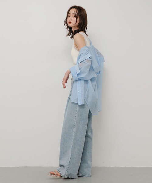 SENSE OF PLACE by URBAN RESEARCH(センスオブプレイスバイアーバンリサーチ)の「シアーレイヤードカップツキタンクトップ(タンクトップ・レディース・IVORY/BLACK/GRAY・One)」の11枚目の写真