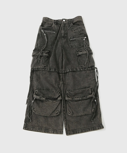 ADAM ET ROPE'（アダムエロペ）の「【FACCIES/ファッチーズ】MULTI-POCKET DENIM CARGO（カーゴパンツ・メンズ・ブラック/ブルー系・1/2）」の5枚目の写真