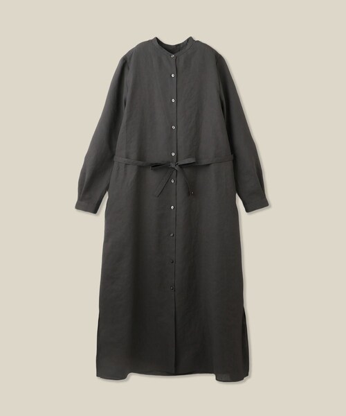 ROPE'（ロペ）の「【WEB・一部店舗限定】フロントオープンシャツワンピース/洗える（ワンピース・レディース・チャコール/ベージュ・F）」の3枚目の写真