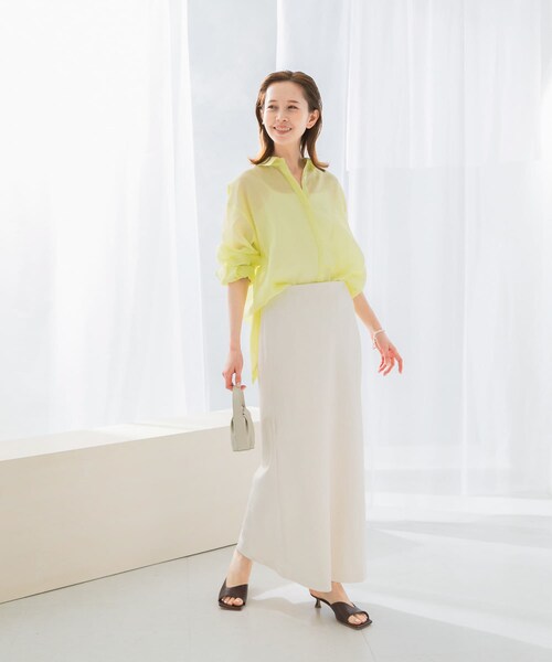 URBAN RESEARCH ROSSO（アーバンリサーチロッソ）の「接触冷感リネン混バイヤススカート（スカート・レディース・CHARCOAL/OFF/LIME・36/38）」の9枚目の写真