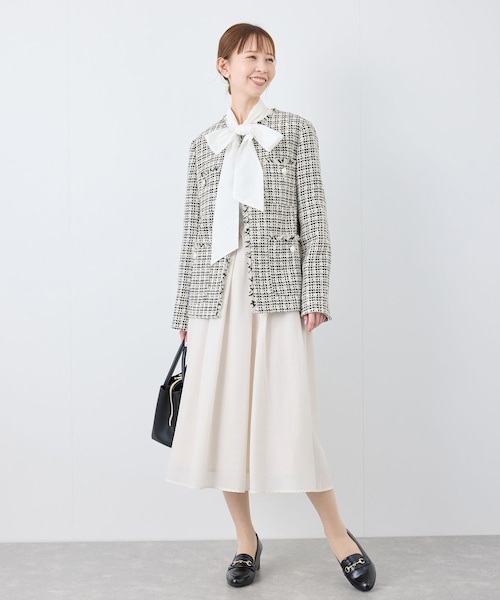 ROPE' PICNIC（ロペピクニック）の「セレモニー・通勤対応/ツイードジャケット/リンクコーデ（ノーカラージャケット・レディース・ブラック系/ライトグレー/オフホワイト/ネイビー・36/38）」の11枚目の写真