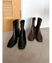 Ungrid | スクエアトゥミドル丈ブーツ(ブーツ)
