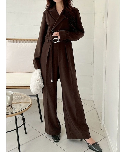 MERCURYDUO（マーキュリーデュオ）の「テーラーカラーコンビネゾン（つなぎ/オールインワン・レディース・ベージュ/ダークブラウン・S/M）」の6枚目の写真