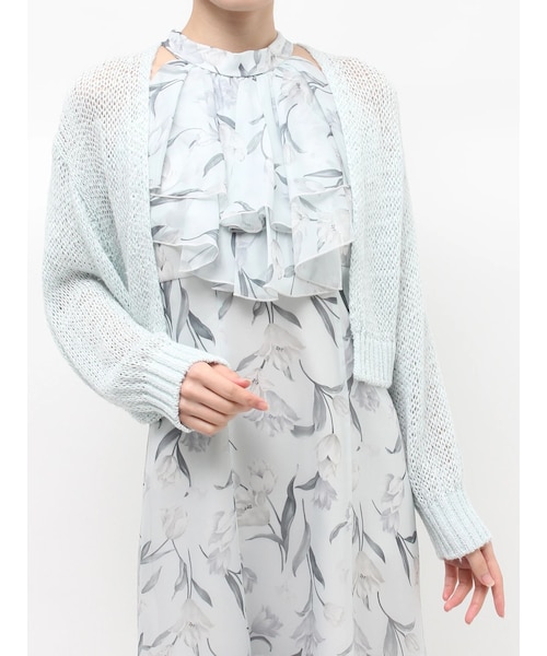 MERCURYDUO（マーキュリーデュオ）の「透かし編みラメ混ボレロカーディガン（カーディガン/ボレロ・レディース・オフホワイト/ライトグレー/ブラック/ピンク/アイスブルー・F）」の4枚目の写真