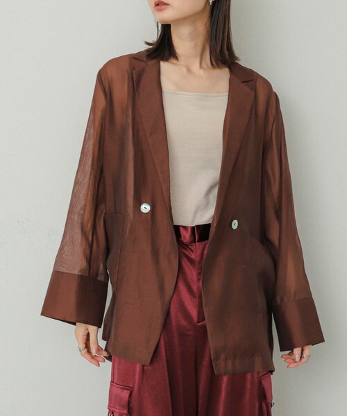 SENSE OF PLACE by URBAN RESEARCH（センスオブプレイスバイアーバンリサーチ）の「シアーテーラードジャケット（テーラードジャケット・レディース・BLACK/IVORY/BROWN・one）」の21枚目の写真