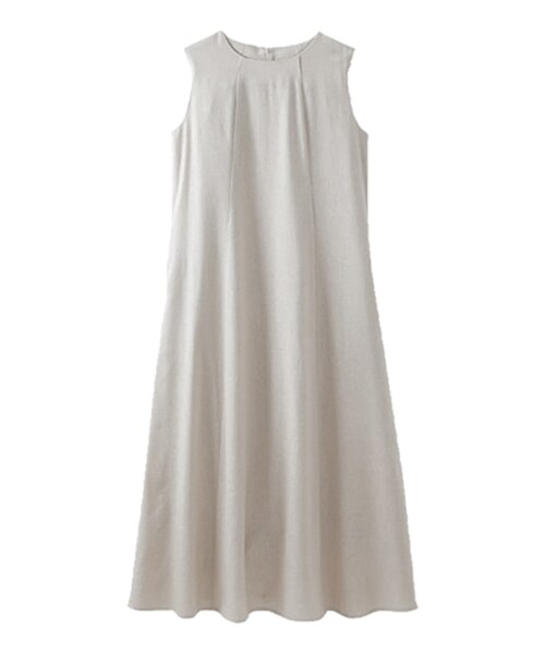 nissen（ニッセン）の「小さいサイズ　サラッと涼しげボリュームノースリーブワンピース　低身長さん・小柄女性（ワンピース・レディース・ブルー/ベージュ/キナリ/カーキ・PSS/PS/PM/PL）」の12枚目の写真