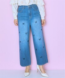 marun | ＜大きいサイズ＞リボン刺しゅうパール調デニムパンツ　marun(デニムパンツ)