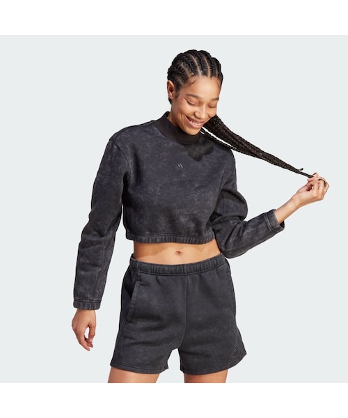 adidas(アディダス)の「ALL SZN フリース ウォッシュ加工 スウェット(トップス・レディース・パープル/ブラック・2XL/XS/S/M/L/XL/3XL)」の9枚目の写真