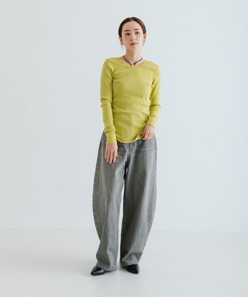 URBAN RESEARCH（アーバンリサーチ）の「HAKUJI　Organic Cotton Long-Sleeve Pullover（Tシャツ/カットソー・レディース・BLACK/WHITE/LIME・FREE）」の14枚目の写真