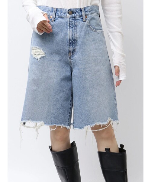 Ungrid（アングリッド）の「クラッシュデザインデニムハーフパンツ（デニムパンツ・レディース・ブラック/ブルー・S/M/L）」の8枚目の写真