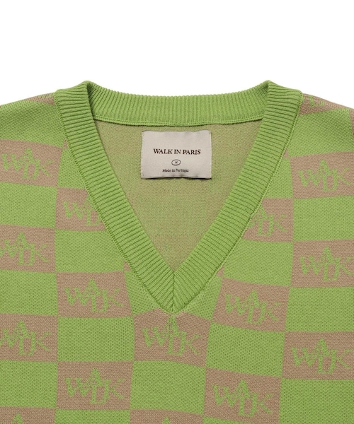 ADAM ET ROPE'(アダムエロペ)の「【WALK IN PARIS/ウォーク イン パリス】Le pull sans manche dammier(ベスト・メンズ・ライトグリーン・L/M)」の5枚目の写真