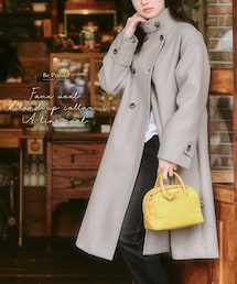 nissen | フェイクウールスタンドカラーAラインコート(ピーコート)