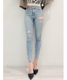 GYDA | M/Wサイドリップドスキニーデニムパンツ(デニムパンツ)