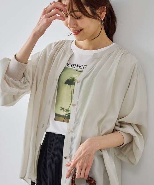 ROPE' PICNIC(ロペピクニック)の「布帛シアーカーディガンブラウス(シャツ/ブラウス・レディース・ブラック/キナリ/ベージュ・F)」の20枚目の写真