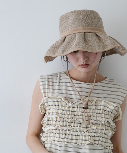 SENSE OF PLACE by URBAN RESEARCH（センスオブプレイスバイアーバンリサーチ）の「ジュートライクフリルハット（ハット・レディース・BLACK/BEIGE/BLK×WHT・One）」の3枚目の写真