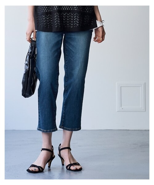 nissen（ニッセン）の「すごのびストレッチデニムクロップドパンツ（ゆったりヒップ）＜大きいサイズ有＞（パンツ・レディース・フェードブルー/ユーズドブルー/ネイビー・L/LL/3L/4L/5L/6L/8L/10L）」の5枚目の写真