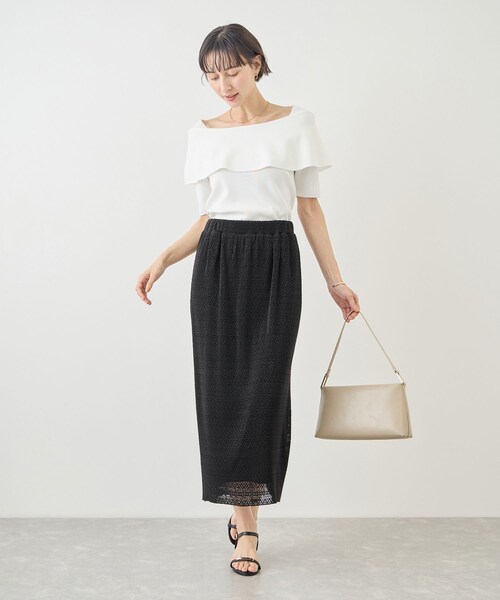 ROPE' PICNIC(ロペピクニック)の「レースアイラインプリーツスカート(スカート・レディース・ブラック/ホワイト/ブラウン・F)」の5枚目の写真