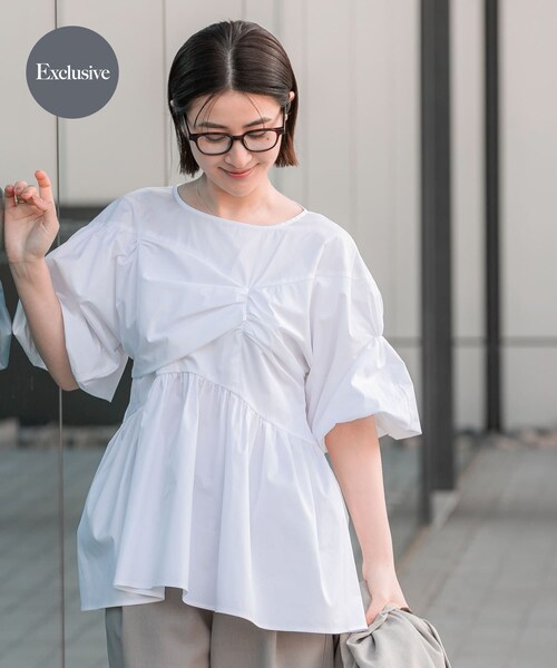 URBAN RESEARCH ROSSO（アーバンリサーチロッソ）の「『別注』ELENDEEK×ROSSO　GATHER BLOUSE（シャツ/ブラウス・レディース・O.WHT/BLK/BLU・Free）」の4枚目の写真