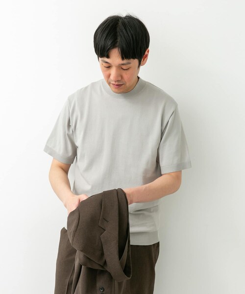 URBAN RESEARCH DOORS（アーバンリサーチドアーズ）の「LIFE STYLE TAILOR　ハイゲージクルーネック半袖ニット（シャツ/ブラウス・メンズ・IVORY/BLACK/NAVY BLUE/GRAY BROWN・M/L）」の8枚目の写真