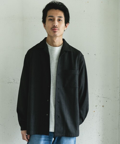 URBAN RESEARCH DOORS(アーバンリサーチドアーズ)の「ジャージメルトンオープンカラーシャツ(シャツ/ブラウス・メンズ・BLUE NAVY/CHARCOAL・M/L)」の4枚目の写真