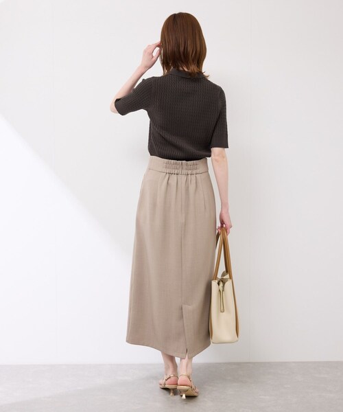 ROPE' PICNIC(ロペピクニック)の「ミニケーブルハーフスリーブニットポロシャツ(ポロシャツ・レディース・キナリ/ダークブラウン/ネイビー/カラシ・38)」の13枚目の写真