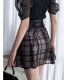 MERCURYDUO | シアーチェックバックレースアップミニスカパン(その他パンツ)