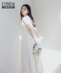 Petitjo | 小さいサイズ　Vネックギャザーワンピース　低身長さん・小柄女性(ワンピース)