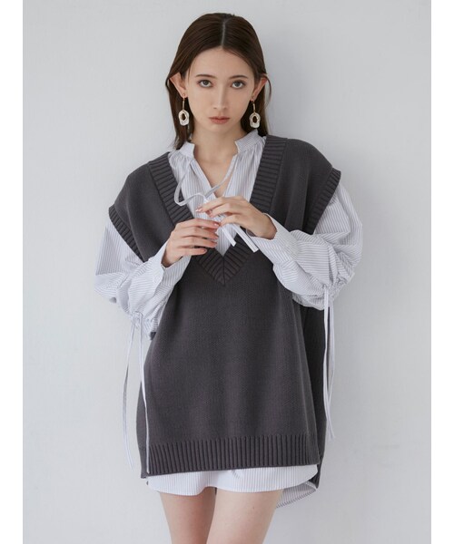 MURUA（ムルーア）の「スリーブドロストチュニックシャツ（シャツ/ブラウス・レディース・ホワイト/ミックス・F）」の5枚目の写真