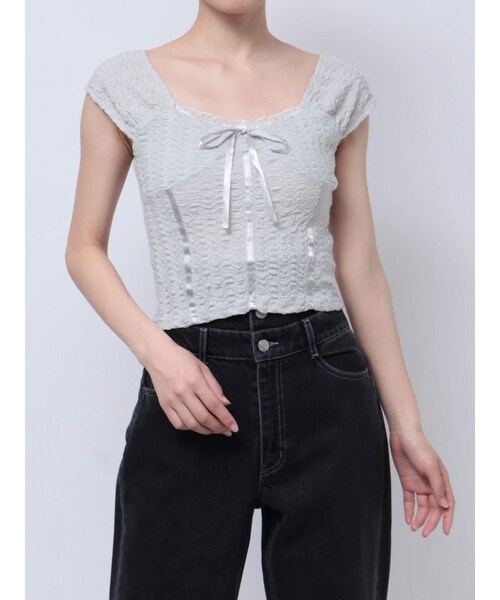 EATME（イートミー）の「バレエリボンノースリーブ（タンクトップ・レディース・アイボリー/ピンク/グレー/ブラック・F）」の5枚目の写真